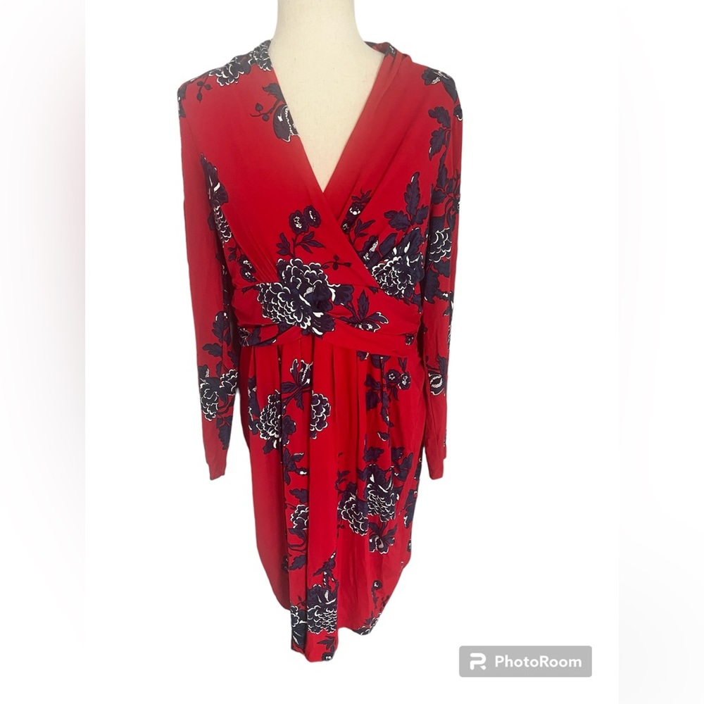 Red Floral Wrap Dress - Women